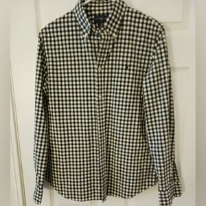 New Ralph Lauren Black/White Gingham Poplin Slim Fit Button Down Shirt Size L